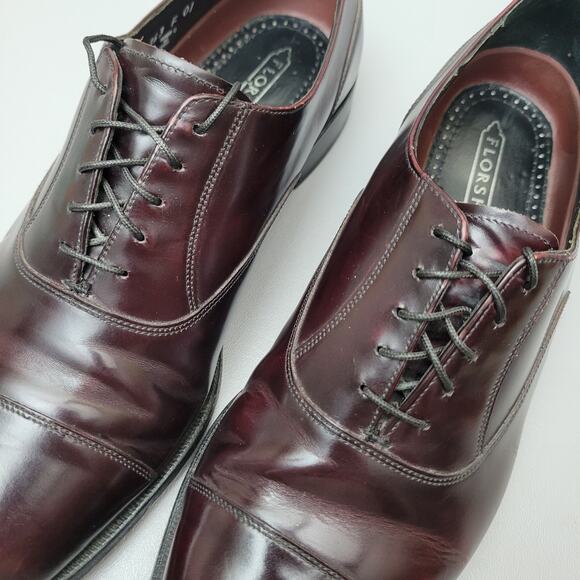 Florsheim Shoes Men's Size 10 D Cap Toe Lace Up Oxford Brown Burgundy Leather - Picture 9 of 15